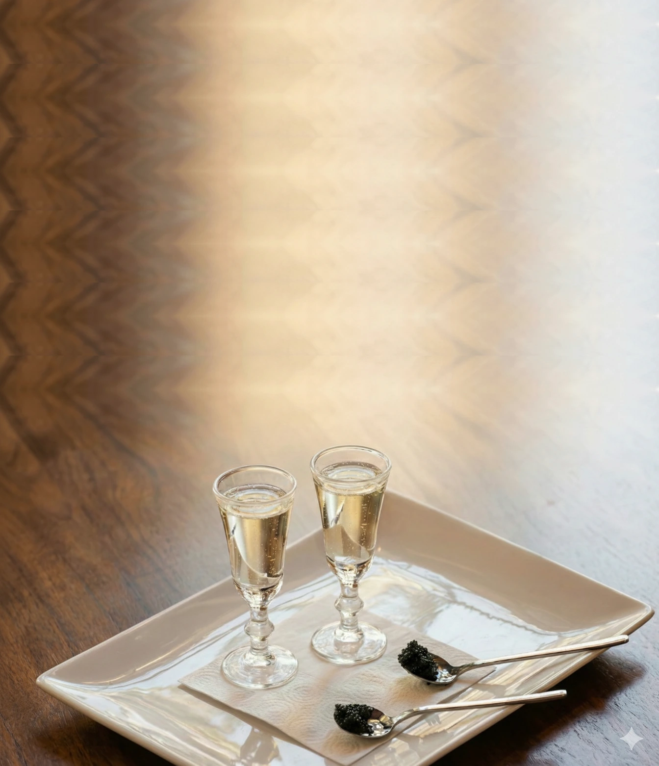 Champagne service on a coastal table